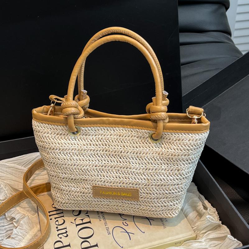 2025 Summer New Woven Tote Bag Women's Large-capacity Straw Holiday Beach Bag Shoulder Messenger Bag