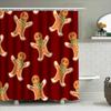 Christmas-Themed Shower Curtain With Gingerbread Man Pattern Holiday Bathroom Decor Red Fabric Shower Curtain For Home Decoratio