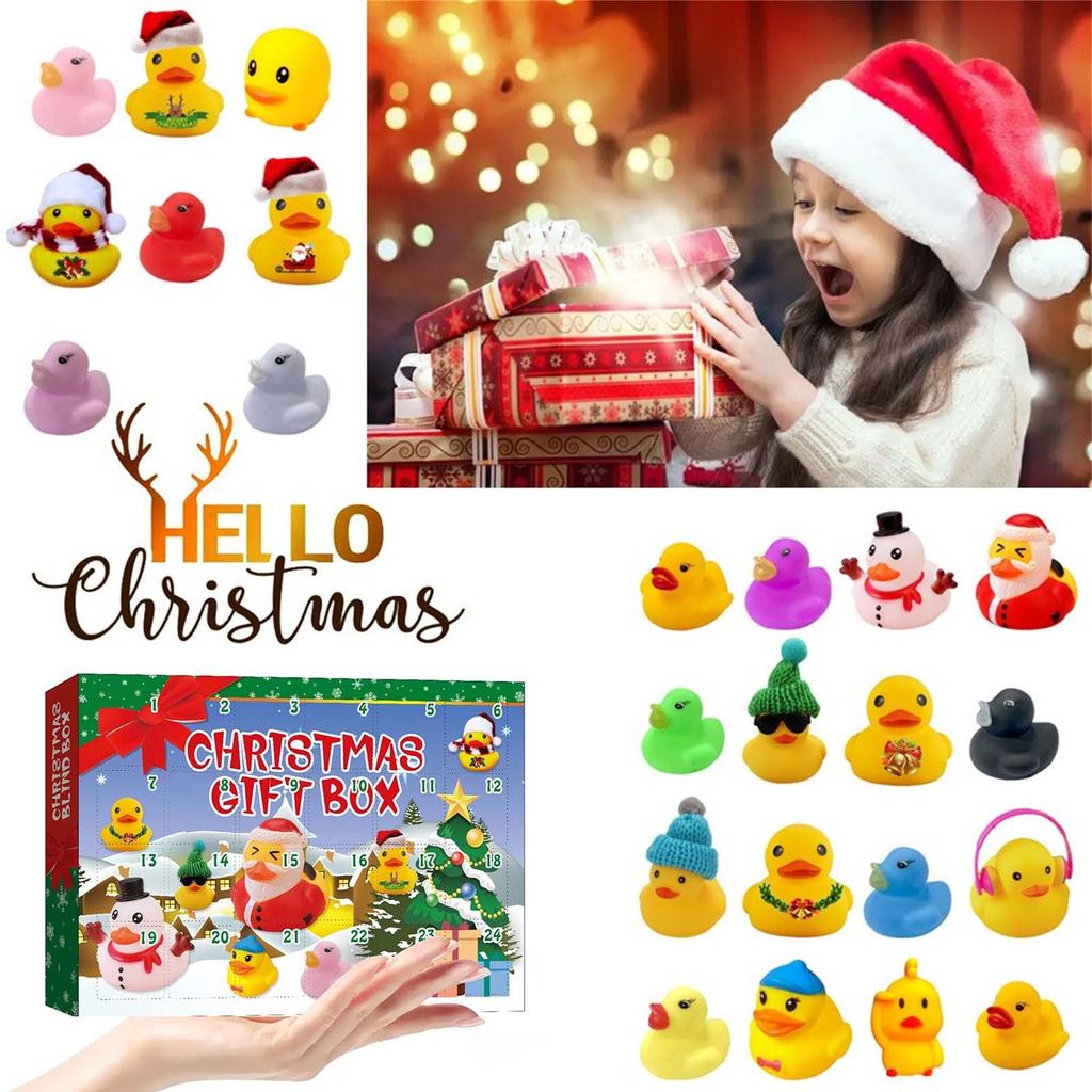 New 24 Day Advent Calendar,  For Boys, Girls, Kids, And Toddlers, Rubber Ducky Bath Toy, Creative Christmas Gifts, For Party Favors, Birthday Gifts