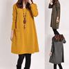 Women's Casual Long Sleeve Pocket Dress Loose Fit Comfortable Soft Fabric Knee Length Simple Style Everyday Wear