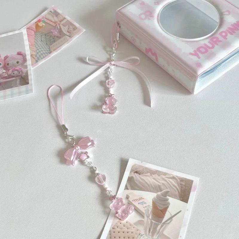 Keychain Lanyard String Star Heart Bowknot Phone Chain Lanyard Y2K Bowknot Charm
