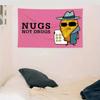 1Pc Trendy Cool Chicken Nugget Wall Decor, 2D Flat Print Polyester Tapestry, "Nugs Not Drugs" Quote Wall Art For Dorm Bar, Perfe