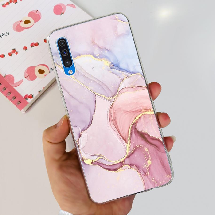 For Cover Samsung Galaxy A50 Phone Case Luxury Marble Flower Transparent Soft Bumper For Samsung A50S A30S A307F A507F A 50 Capa