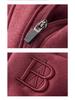 Women's 2025 Purple Fleece-Lined Cotton Zipper Harem Ankle-Tie Pants with Letter Embroidery