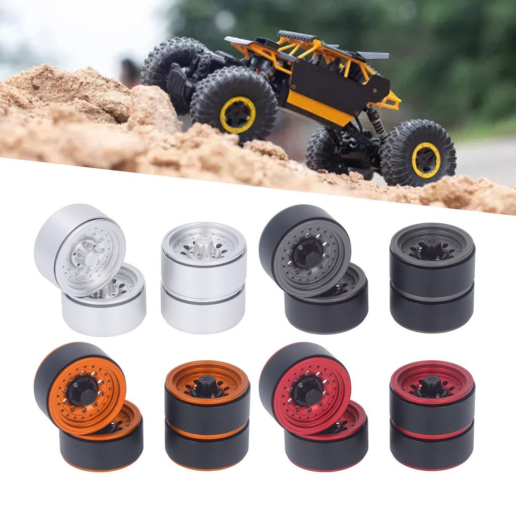 4PCS RC Beadlock Wheel Rim Set 1.9 Inch Aluminum Alloy 1/10 RC Car Wheel Hub for Axial SCX10 I II II