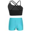 Top Corto Asimmetrico con Spalline Scollatura a V Pantaloncini Vita Alta Sport Ginnastica Allenamento