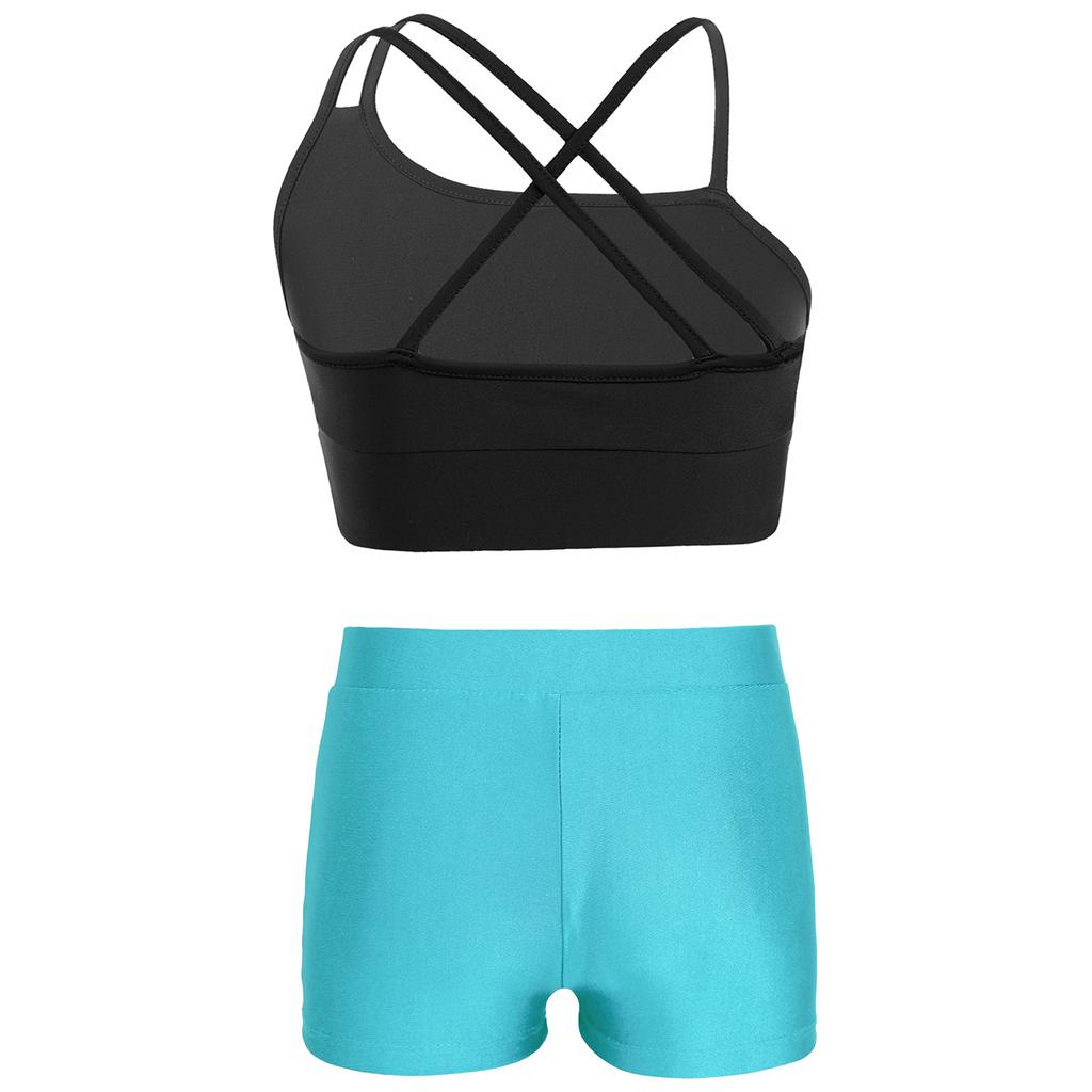 Top Corto Asimmetrico con Spalline Scollatura a V Pantaloncini Vita Alta Sport Ginnastica Allenamento