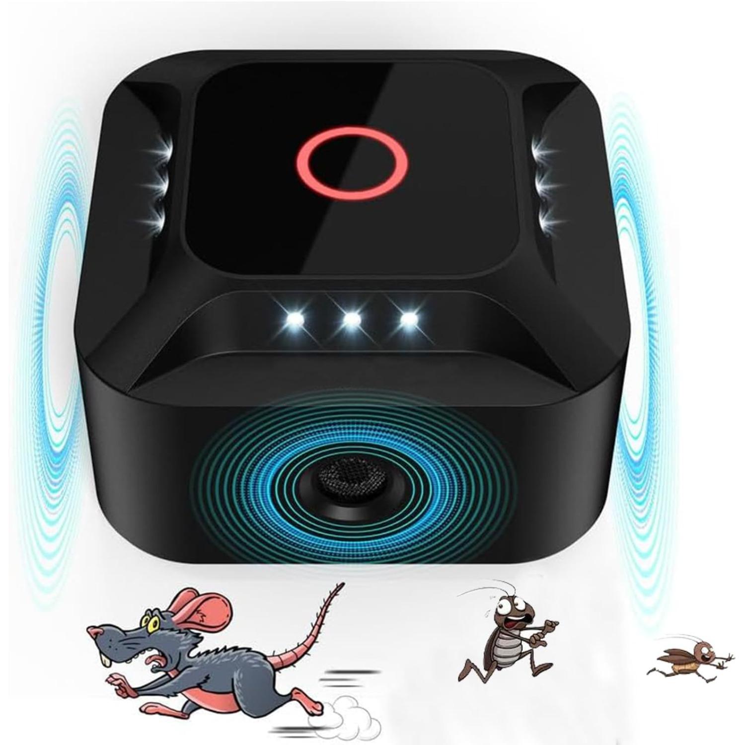 Ultrasonic Rat Repeller, 2024 Ultrasonic Bat Repeller, Squirrel and Cockroach Repeller, 360° with LED Light, Ultrasonic Repellent 1-Pack