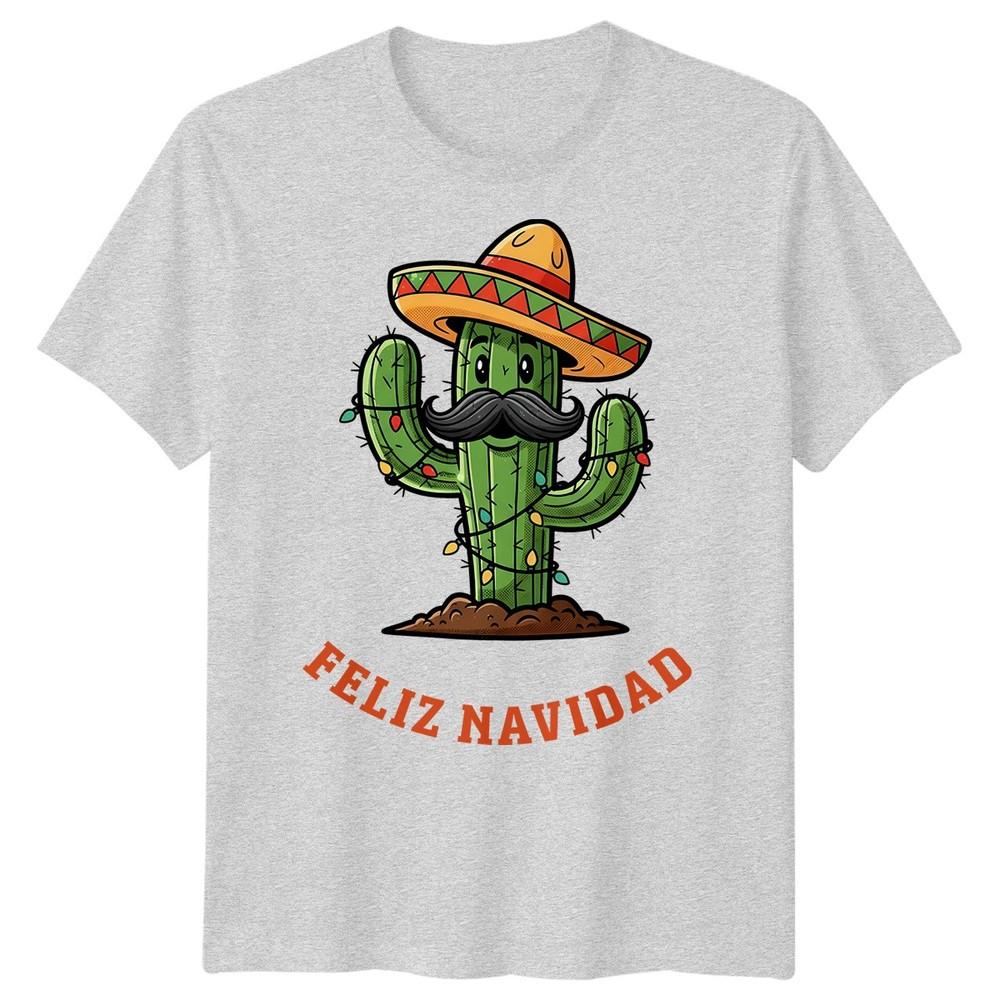 Cactus Feliz Navidad Christmas Holidays Unisexs TShirt Festive Sombrero Tee