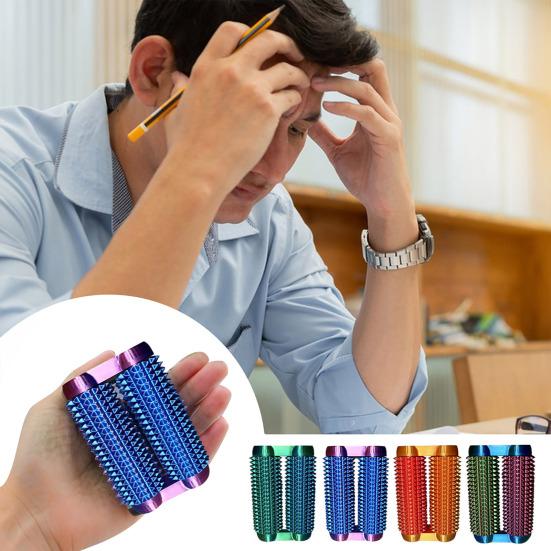 3D Printed Spiky Roller Fidget Toy Anxiety Stress Relief Kids Teens Adults Handheld Bumpy Rolling Massage Stick Portable Double-Rows Roller Sensory