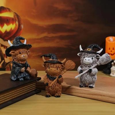 Festliche Atmosphäre Dekoration Harz Weihnachten Hochlandrind Statue Lustige Niedliche Kuh Figur Dekorative Tier Skulptur Schreibtisch