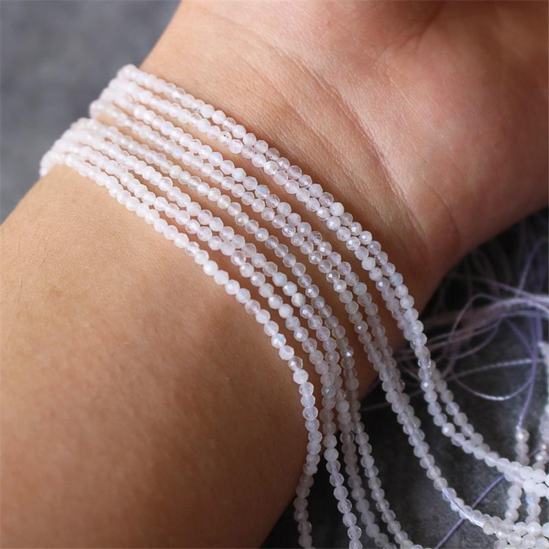 2mm Natural Stone Amethyst Tiger Eye Lapis Lazuli Beads Inlaid with Bright Pearl Jewelry Making DIY Necklace Bracelet Jewelry