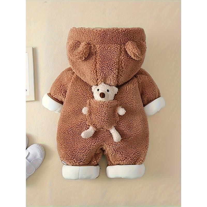 [Warmer Jumpsuit] Warmer Jumpsuit mit Kapuze, Baby Winterkleidung | Neugeborenes Baby Bär Dekor, Babykleidung für Jungen und Mädchen