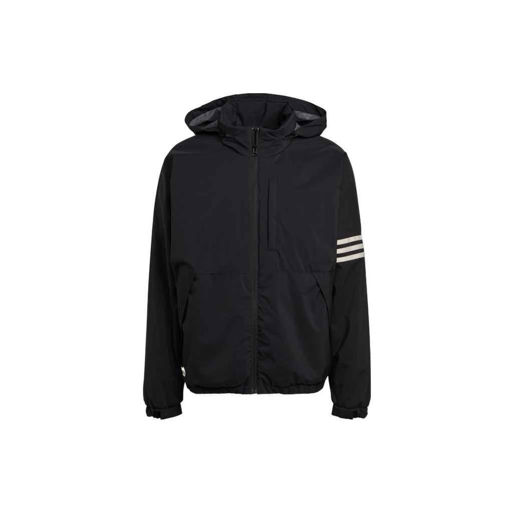 Adidas Originals Striped Pattern Stand Collar Zip-Up Long Sleeve Jacket Men Outerwear Black HL9198