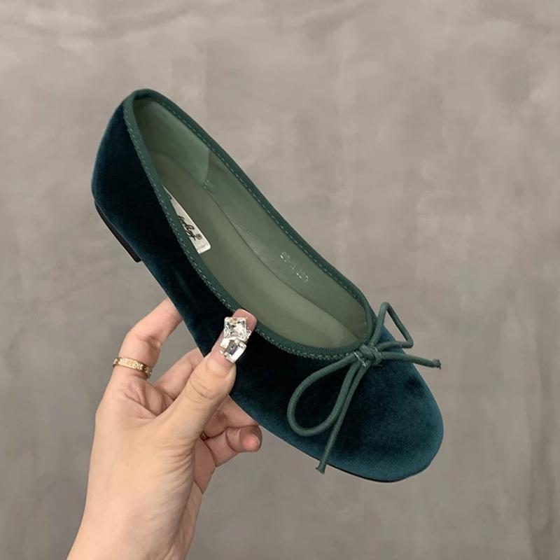 Fashion SUOJIALUN Autumn Women Flat Shoes Fashion Bow-knot Round Toe Shallow Slip On Ladies Boat Shoes Soft Flat Heel Dress Ballerinas S