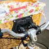 Natural wicker bicycle basket with handlebar insert, click flowers, plug-in