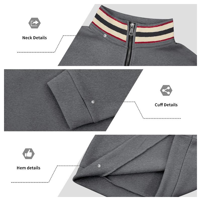 Mens Thick Fleece Loose Stand Collar Half Zip Casual Warm Sports Sweatshirt