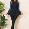 Dames 2-delige Zwempak Set met Ritsrok Lange Mouwen Lange Broek voor Strand en Casual Kleding