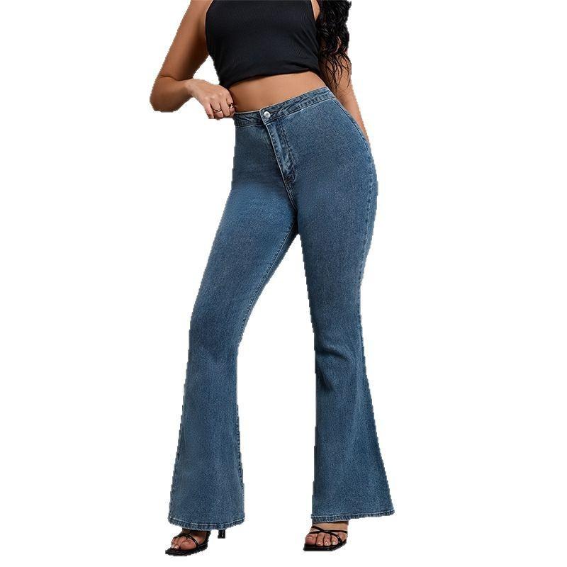 High Waist Stretchy Flared Jeans Women - Ultra Comfortable Wide Leg Denim Pants With Rise Fit