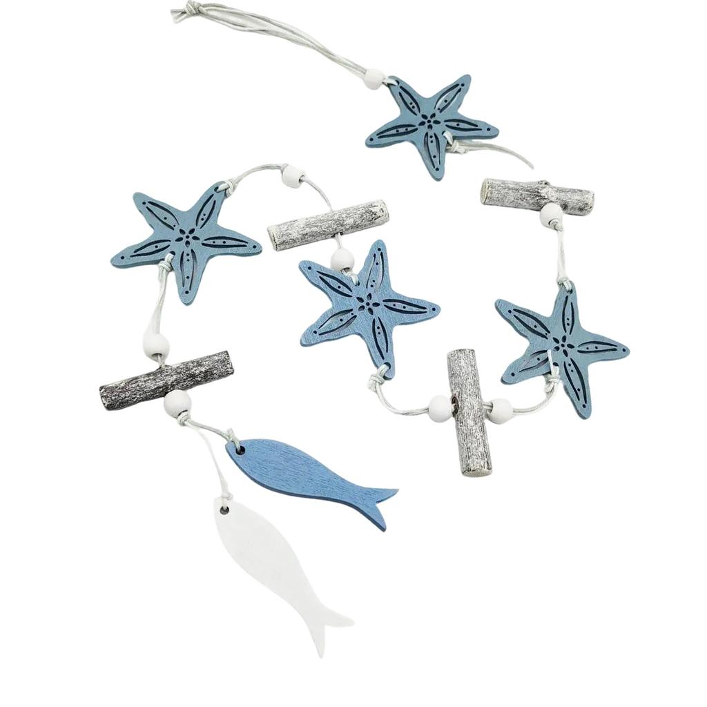 Ocean Theme Wood Hanging Ornament Starfish Sea Shell Design Sun Catcher For Home Wall And Garden Decoration Wall Art