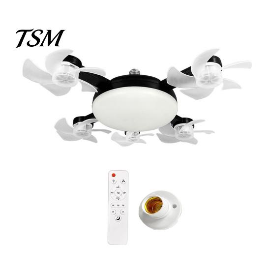 Foldable Blade Ceiling Fan 3/4/5 with Light & Remote Control, 2-in-1 Silent LED Drone Bedroom Blades, 3-Speed Dimmable E27 Socket for Kitchen