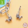 S925 Sterling Silver Pomeranian Pendant Opening And Closing Button Head, Cute Puppy Dog Sterling Silver Beaded Accessories