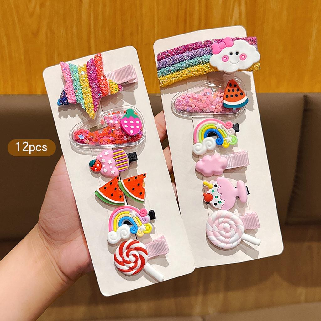 12 Regenbogen-Frucht-Haarspangen Niedliche BB-Haarspangen Kopfschmuck-Clips Geeignet für den täglichen Gebrauch Kopfschmuck