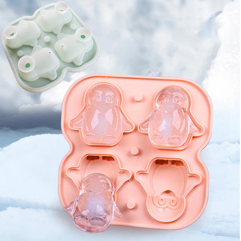 Penguin Shape Ice Tray Mold Non-Stick Reusable Ice Cubes Silicone Whiskey Ice Penguin Mold Kitchen Accessories