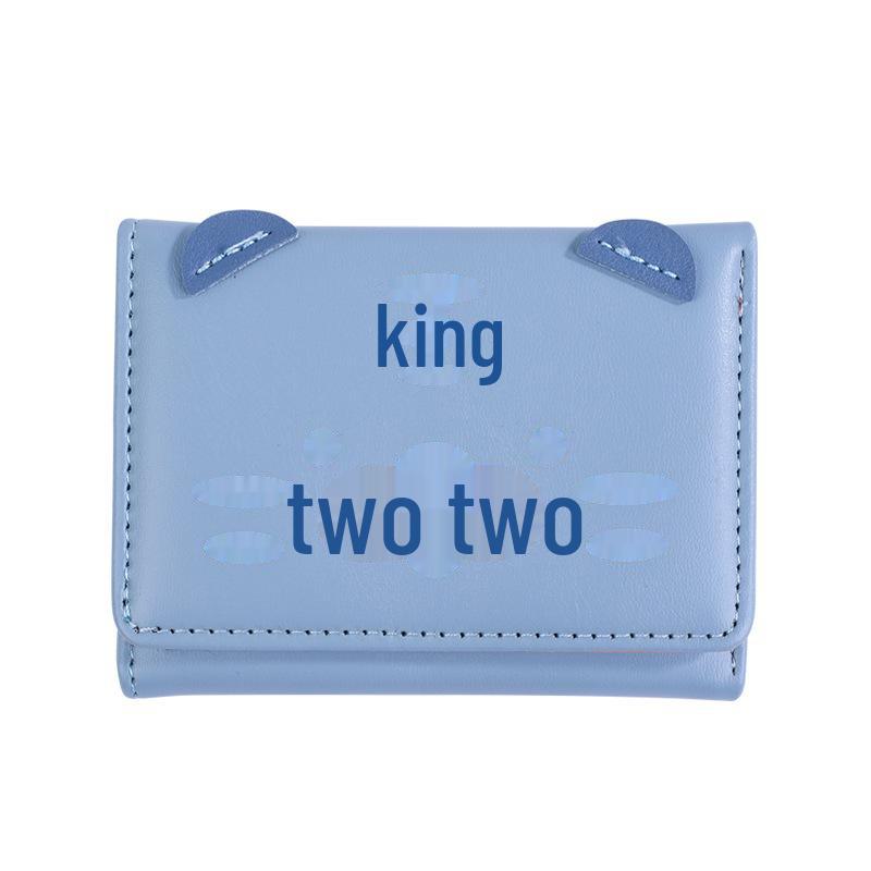 2024 Korean Cartoon Print Small PU Wallet with Multiple Card Slots & Folding Coin Purse