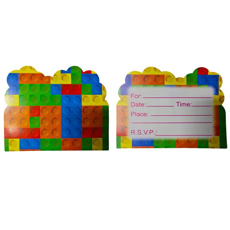 Building Blocks Birthday Party Set: Children's Game Blocks & Disposable Tableware