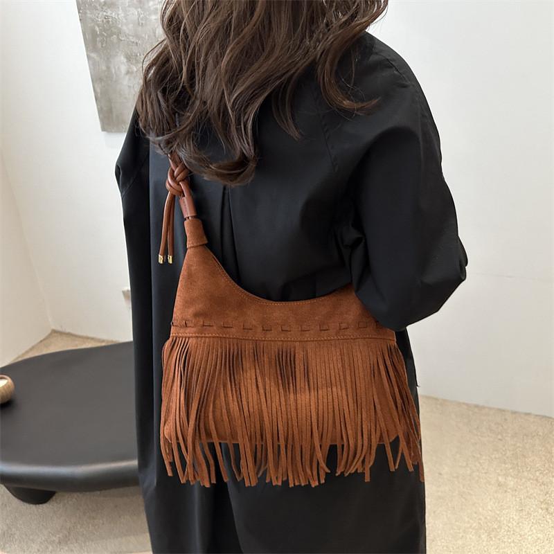 Borsa Tote da Donna Vintage Elegante con Frange Grande Capacità Borsa a Mano Chic per Tutti i Giorni