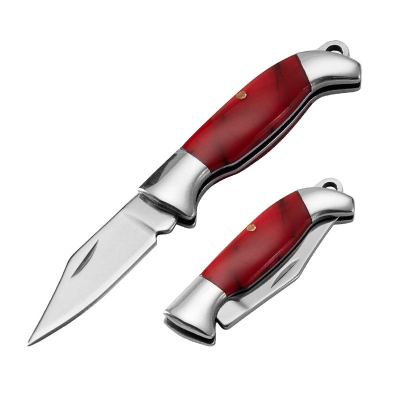 7.2cm Shell Brass Steel Folding Knife Pocket Keychain Portable Resin Steel Knives Survival EDC Tool Cutter Peeler Hunting Gift