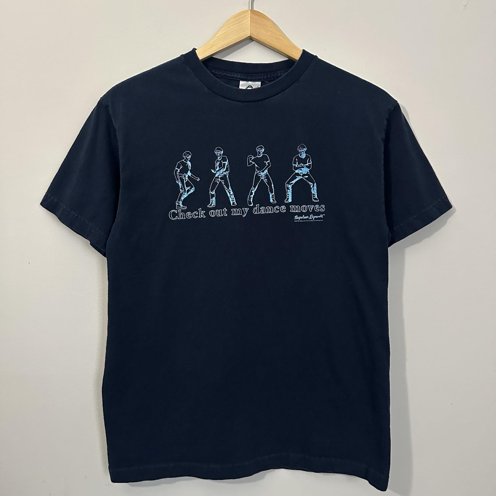 Vintage Y2K Napoleon Dynamite Dance Moves 2005 T  Size Medium Navy Blue Unisex T-Shirt S
