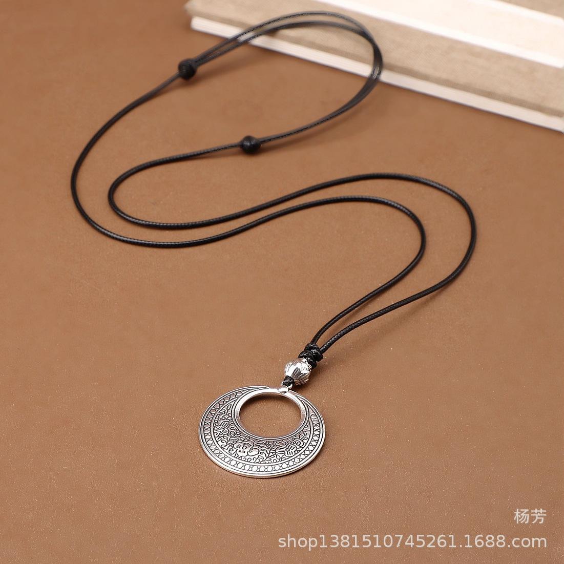 

Tibetan Style Pendant Necklace: Ethnic, Classic, Versatile, Long Chain for Sweaters