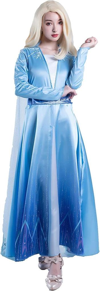 SCLYX Frozen Anna Dress, Long Sleeves, Light Blue, Cute Anna Cosplay, Adult Anna Costume, Women's, Halloween Costume, Women's, Event Costume #20551