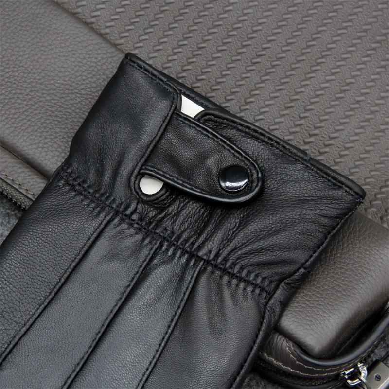 Men's Spliced Genuine Leather Fleece-Lined Cold-Proof Driving Gloves