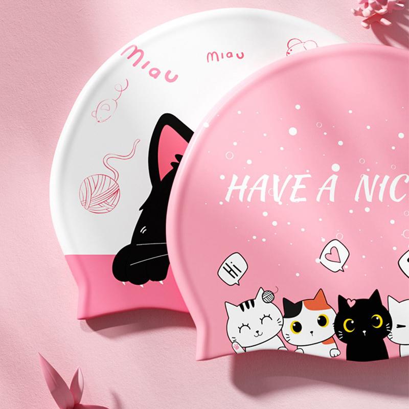 Kreslené plavecké čepice Vodotěsné Tištěné Roztomilé Dětské Plavecké Čepice Pro Chlapce A Dívky Ochrana Uší Plavecká Čepice Bazénové Doplňky