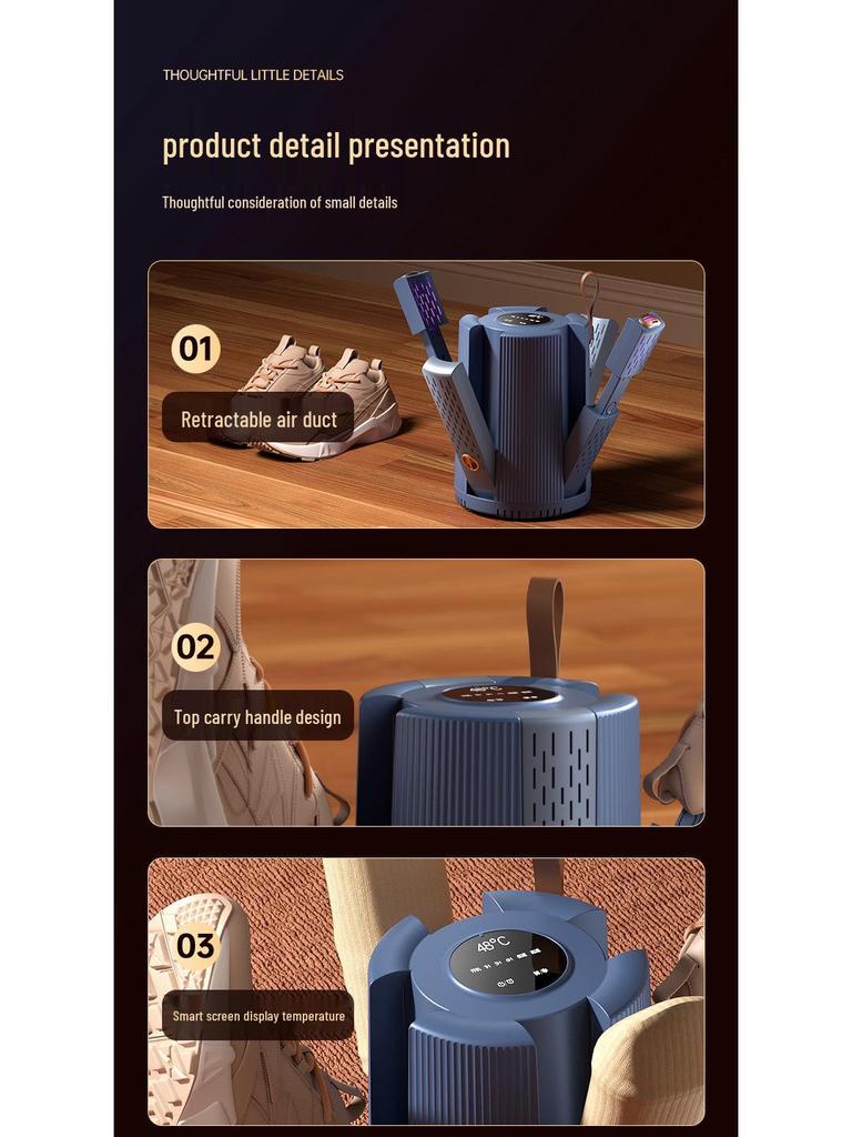 Dual Shoe Dryer: Deodorizing, Sterilizing, Telescopic, Quick-Drying for Two Pairs