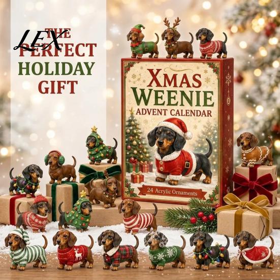 Holiday Countdown Box 2026 Christmas Dachshund Advent Calendar, 3D Collectible Ornament Set Halloween Calendar with 24 Mini Dog Figures, Gift for Kids