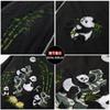 Mens High Street Vintage Embroidered Panda Floral Flight Jacket Loose Casual Baseball Coat Teens