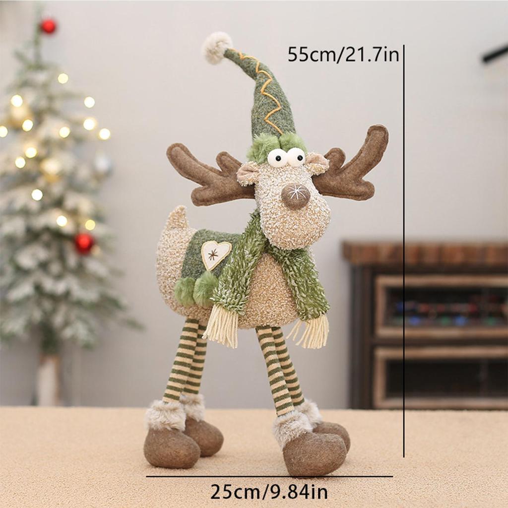 Retractable Reindeer Doll Long Legs Festive Decorative Christmas Decor Stuffed Reindeer Doll Ornament For Window Party Hotel