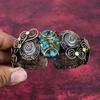 Copper Chrysocolla Bangle Copper Wire Wrapped Adjustable Moonstone Cuff Bracelet