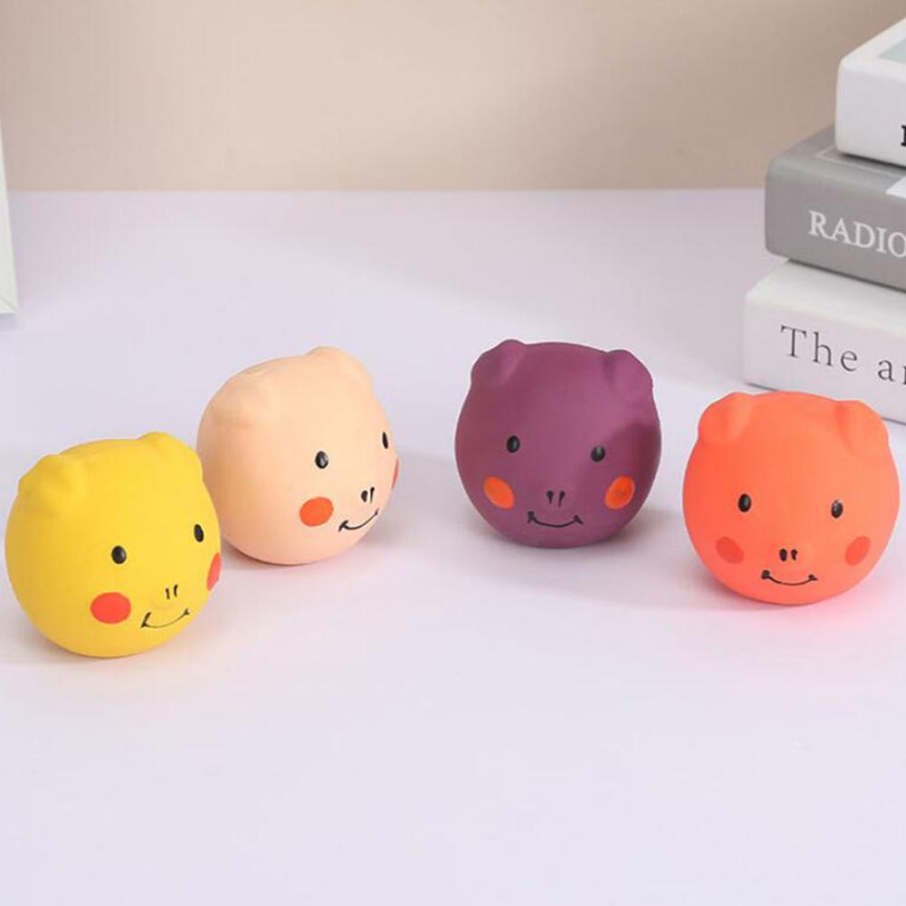 Latex Pet Sounding Ball Toy Colorful Cute Cartoon Pig-head Shape Bite-resistant Molar Tooth Cleaning Toys For Medium Large Dogs