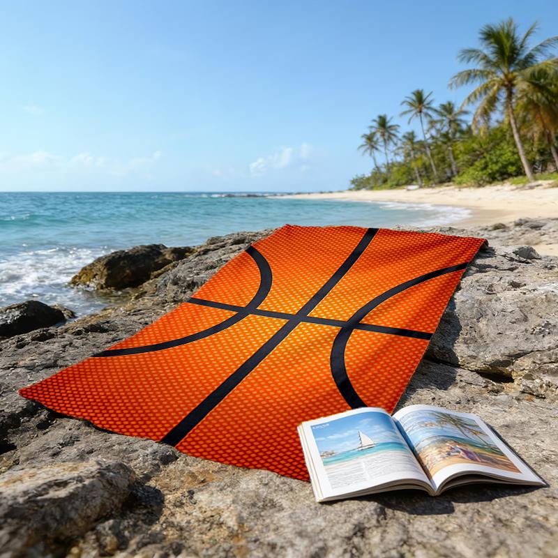 Ultra-Soft Beach Towel with Basketball Theme,Ideal for Pool - Camping, Diving - Perfect Travel Essential, Vibrant Beach Towel.