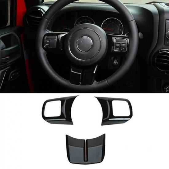 3pcs Steering Wheel Cover Trim for Jeep Compass 2011-2016 /Wrangler JK 2011-2017