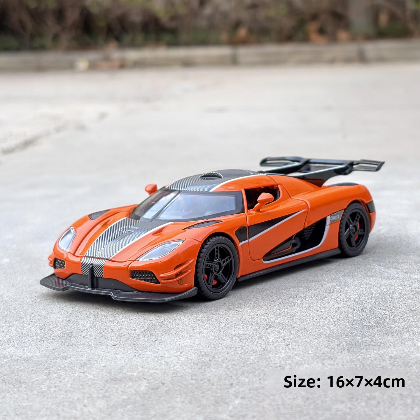 

Koenigsegg One1 Alloy Car Model Realistic Supercar Sound Light Return Toy Car Display Piece High Quality Collectible Model Sports car оранжевый