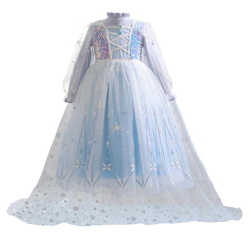 Elsa Princess Knitted Wool Dress for Girls - Spring & Autumn 2025