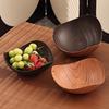 1/2Pcs Imitation Wood Grain Fruit Plate Plastic Dessert Tray Snack Fruit Plate Reusable Household Food Plate Kitchen Supplies