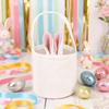 1-20PCS Easter Bunny Tote Bag with Bunny Ears ReusableCanvas Party Gift Basket Egg BoxCandy Bag for Easter Gifts and Decorations