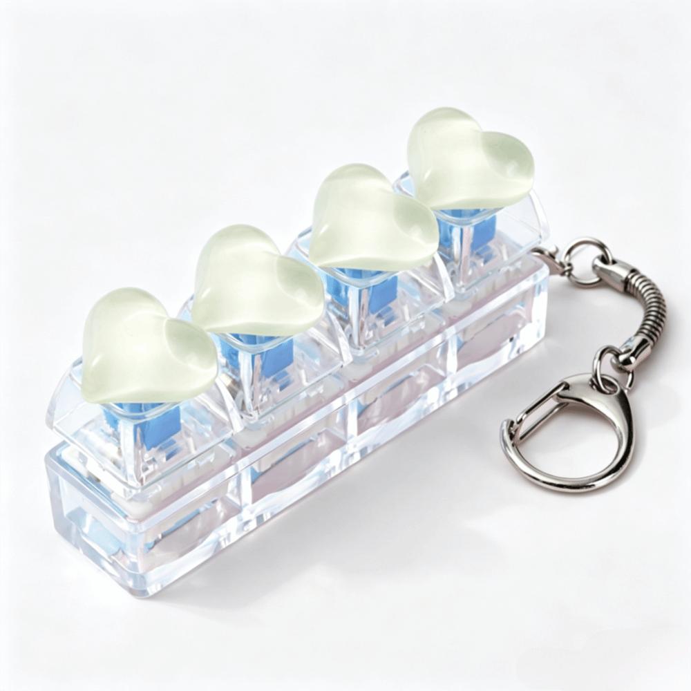 Heart Heart Keycap Fidget Keychain Crystal Clicker Button Keycap Keychain Adults